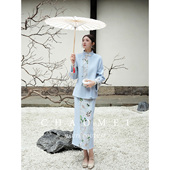 年终特惠 国风羊毛刺绣加厚外套毛呢套装 碎玉轩 新中式