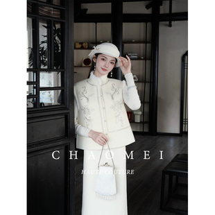 国风刺绣水貂毛马甲裙子套装 冯 新中式 流金岁月4.0 女 CHAOMEI