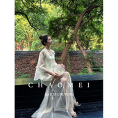 新中式 年终特惠 半盏青 绣花外套绣花缎面吊带裙半裙三件套