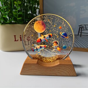 银河3D内雕激光暖光水晶球灯