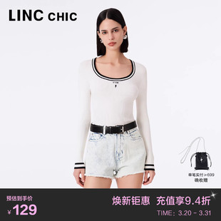 打底肌理感针织衫 LINC金羽杰新款 U领修身 法式 女S233SW459Y 针织衫