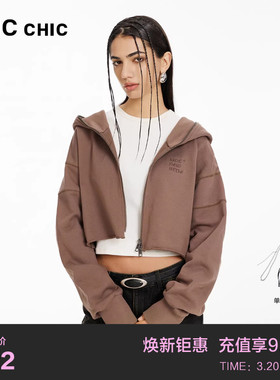 LINC金羽杰早春外套连帽落肩学院哥特感设计感廓形外套女HD038Y