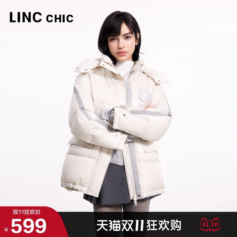 LINCCHIC金羽杰一手长羽绒超轻亮彩潮流面包短款羽绒服女2286