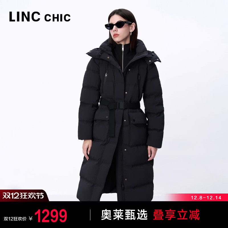 【90%鹅绒】LINC金羽杰羽绒服女款鹅绒服新款风衣感长款羽绒服女