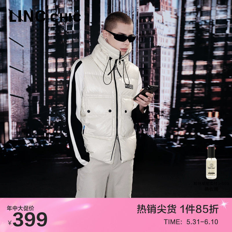LINC金羽杰羽绒服男新款机能感短款量感羽绒马甲外套N23305083
