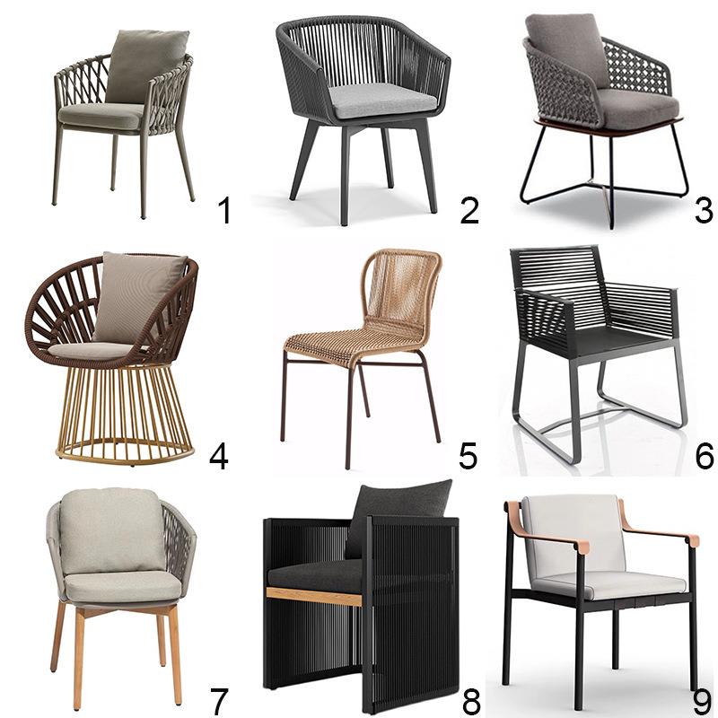 户外藤椅阳台庭院铝合金藤编靠背餐椅防腐柚木单人沙发椅防水防晒