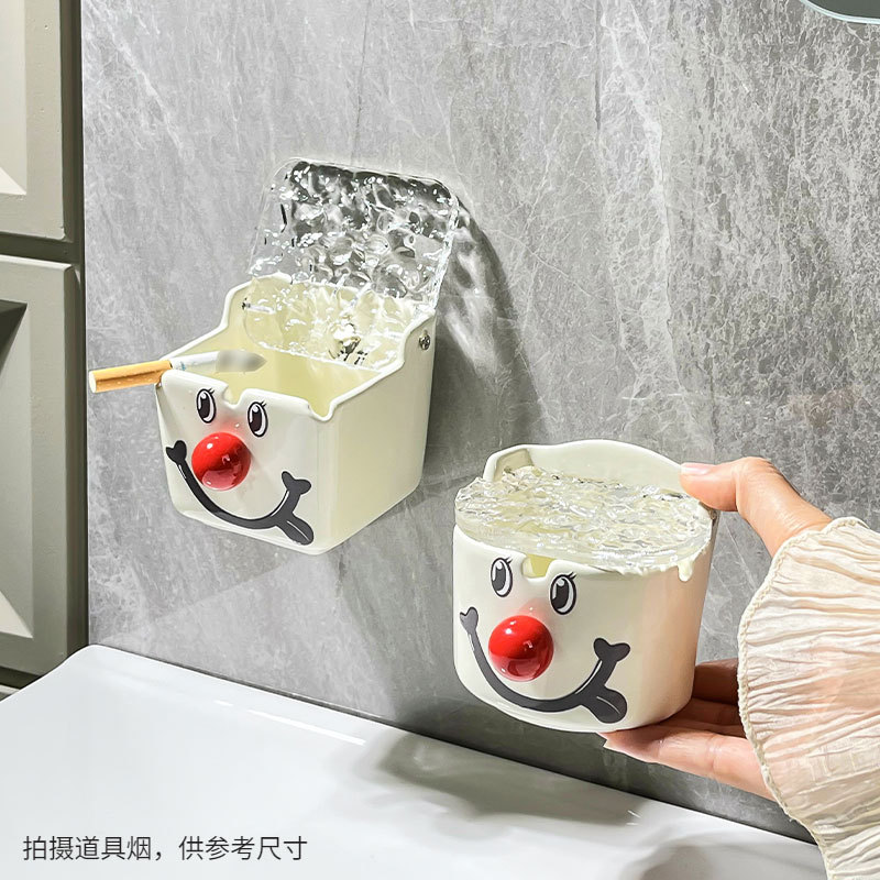 厕所卫生间挂墙烟缸创意个性轻奢防飞灰家用陶瓷烟灰缸 壁挂式