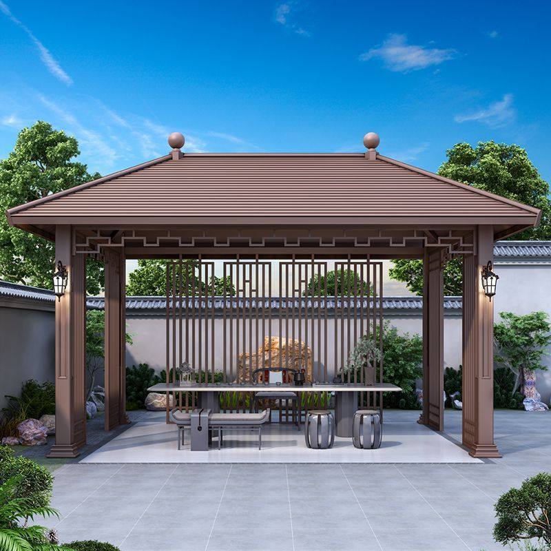 户外阳光房庭院铝合金凉亭新中式户外别墅凉亭花园公园露台亭子