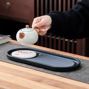 小茶盘陶瓷蓄水简约茶台功夫家用会客养壶壶承托盘沥水盘 远舍日式