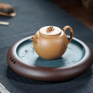 小茶盘茶具壶托 听壶居紫砂干泡盘茶台家用茶道壶承精品手工储水式