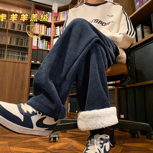 羊羔绒裤子男款冬季加绒加厚东北零下40度棉裤重磅灯芯绒休闲卫裤