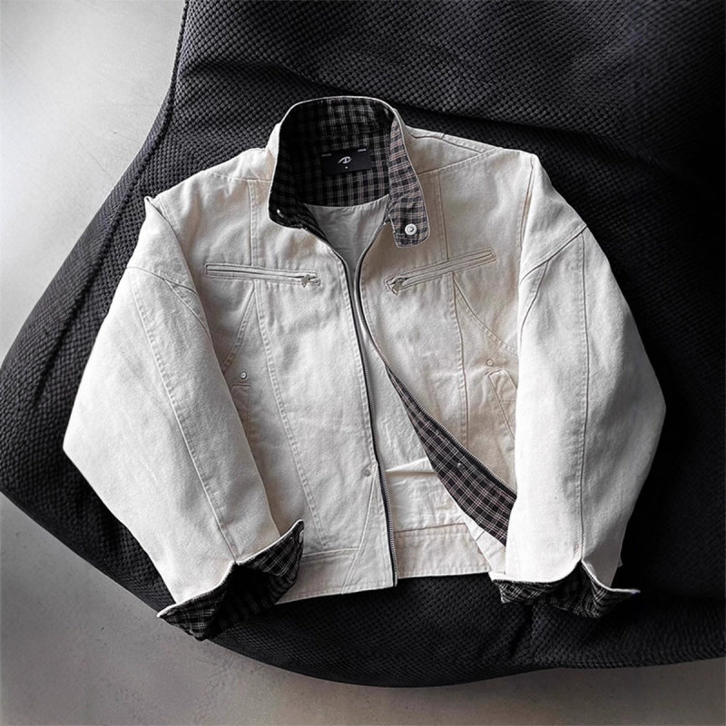 cleanfit哈灵顿牛仔外套男款春秋水洗潮牌立领棒球服美式工装夹克