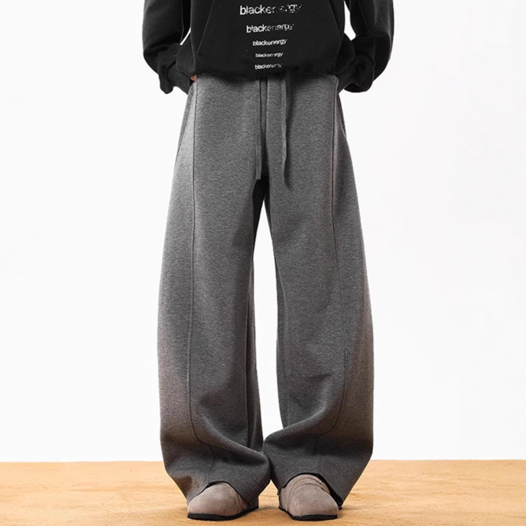 老钱风弯刀裤子男款秋冬潮牌美式休闲阔腿裤宽松直筒男士春季卫裤