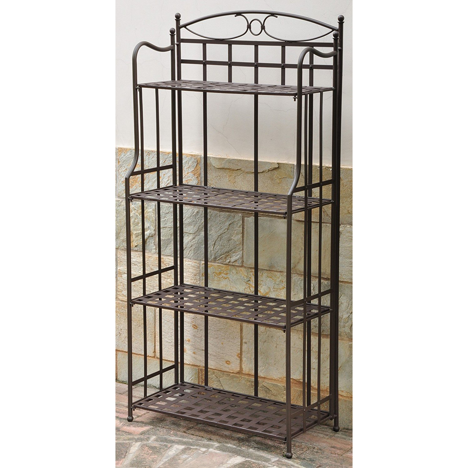 欧式铁艺复古置物架 4层架 家用室内厨卫置物架 户外花架