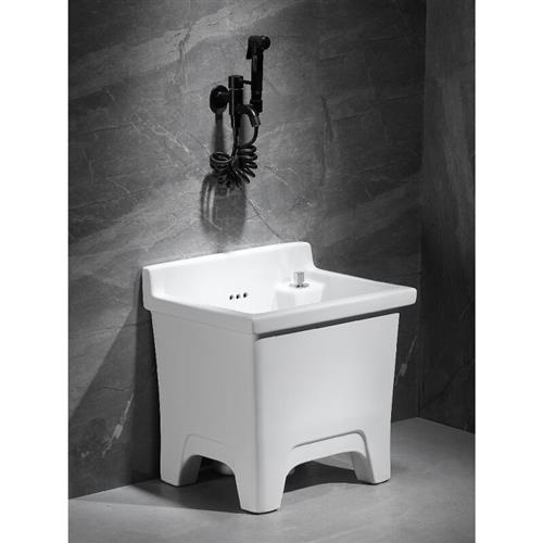 间拖把池高脚阳台卫生洗拖布池家用陶瓷地盆四脚墩布池水带 160槽