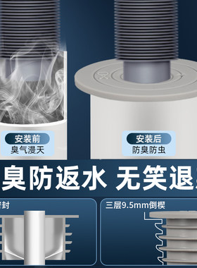 下水管道防返臭神器洗菜洗手脸盆堵口器洗衣机排水管防臭密封塞圈