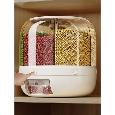 五谷杂粮收纳盒米桶家用防虫防潮密封旋转分隔装大米缸储存罐