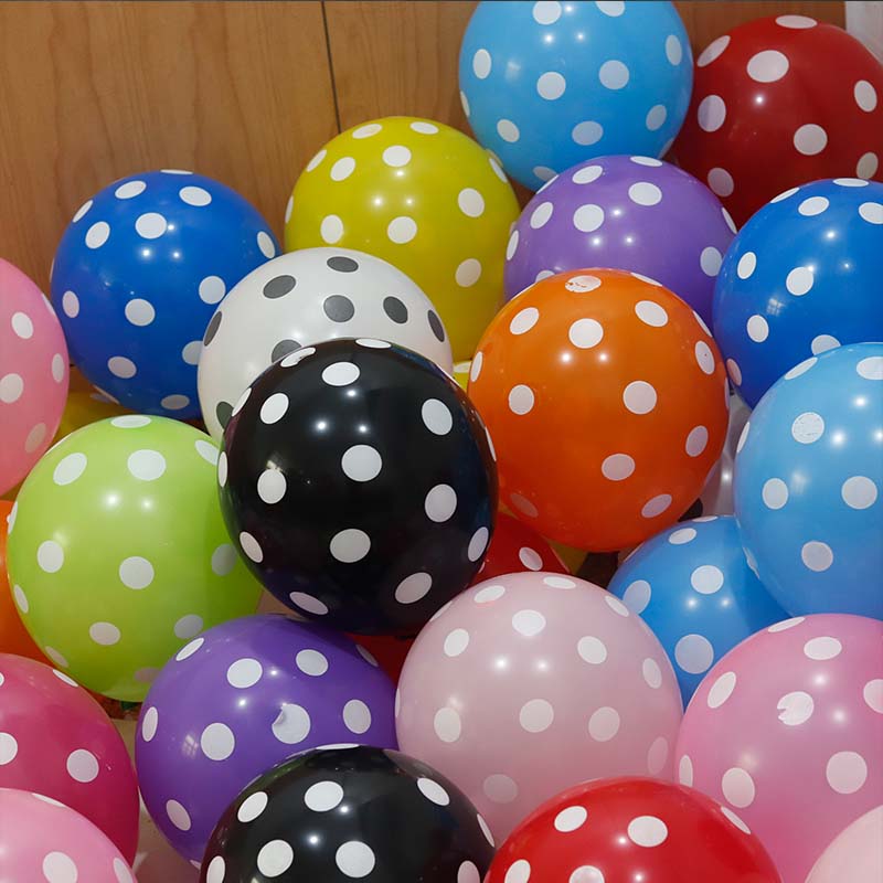 加厚圆点气球波点混色圆形斑点汽球红色喜庆装饰场景布置黑白彩色