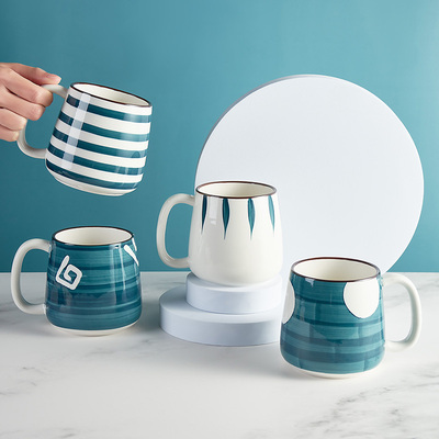 日式马克杯带盖勺大容量家用陶瓷杯子夏季办公室女男生喝水杯茶杯
