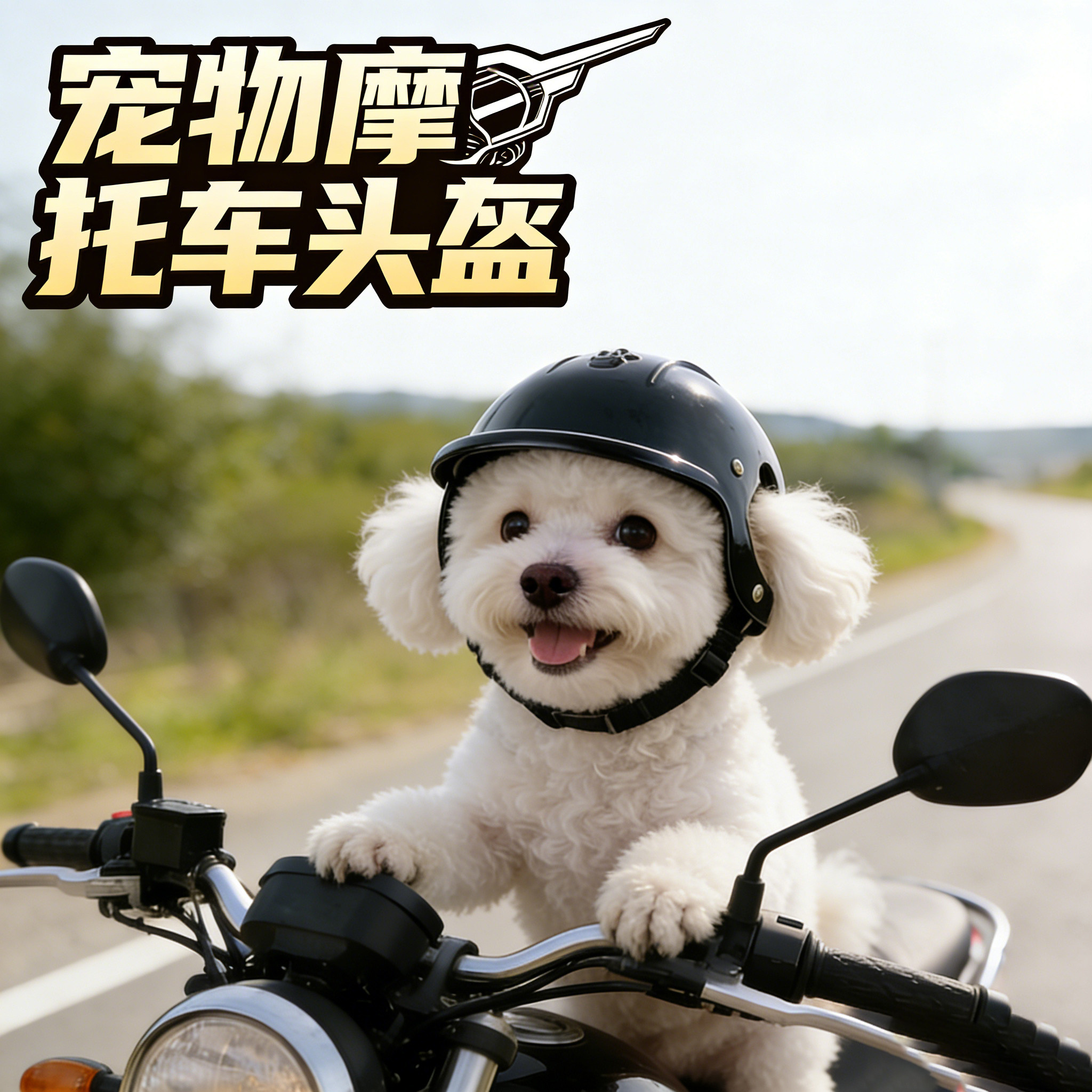 比熊专用狗狗骑行头盔墨镜