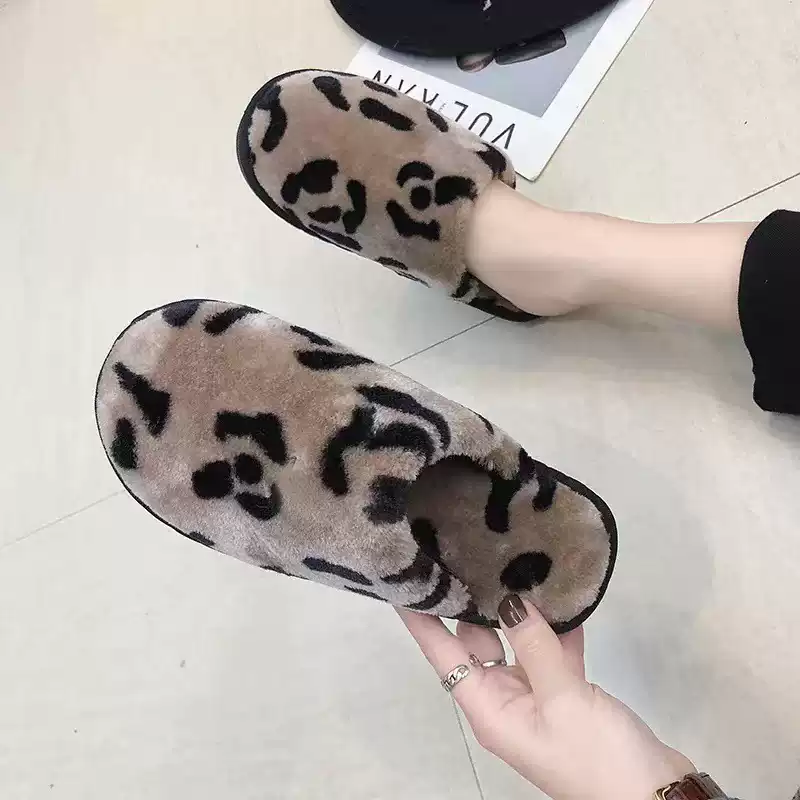 爆款包头韩版豹纹毛绒加厚保暖