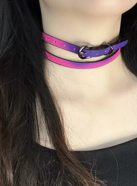 温变项圈女颈带高级感辣妹颈链y2k锁骨链温感变色手环甜酷风颈圈