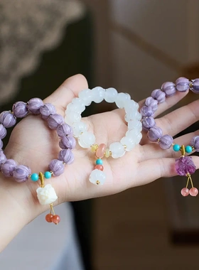 琉璃白冰莲花手串盐源玛瑙手链