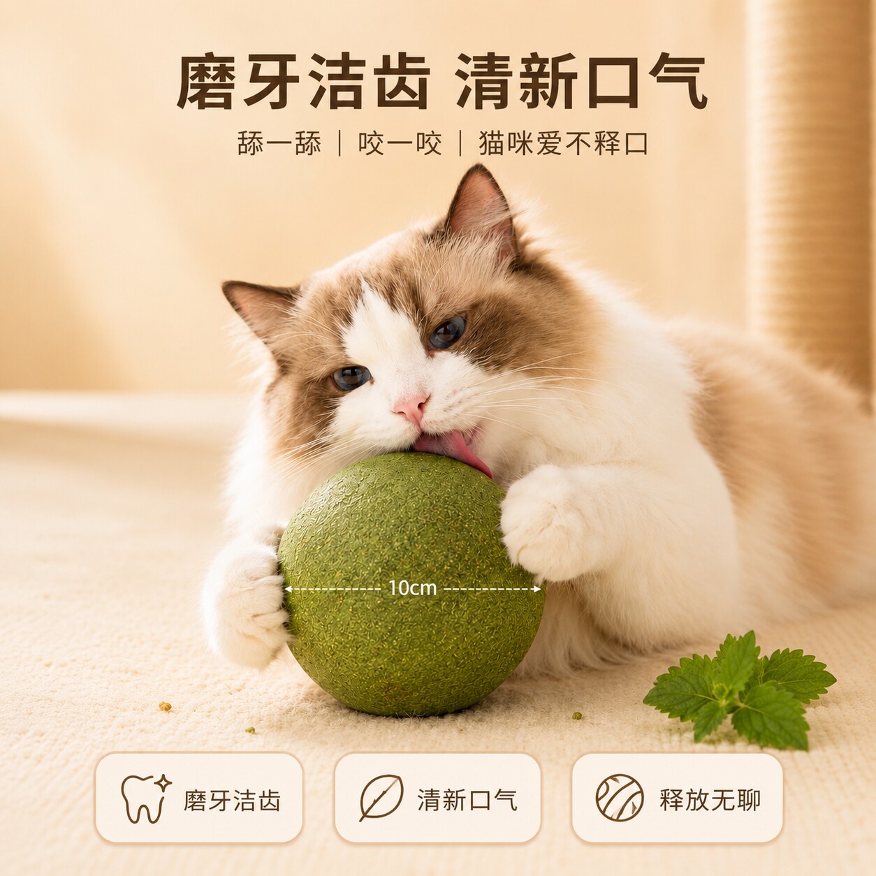 猫薄荷球猫咪玩具自嗨解闷小猫猫磨牙耐咬消耗体力逗猫棒宠物用品