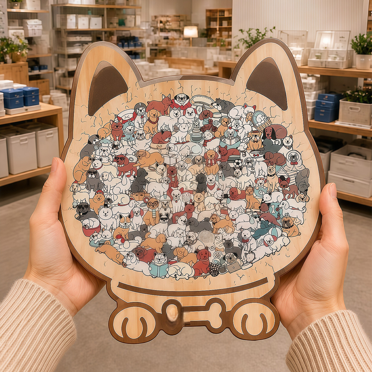 木质3D异形拼图猫咪狗狗益智