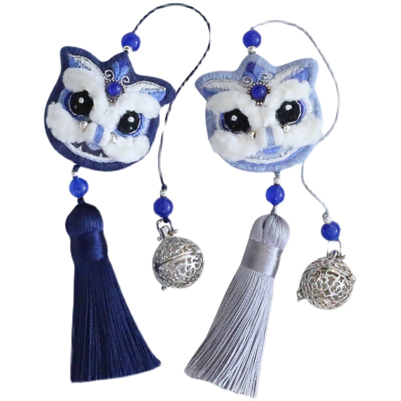 立体刺绣diy材料包镂空香囊手机链挂件醒狮手工送男朋友情侣礼物