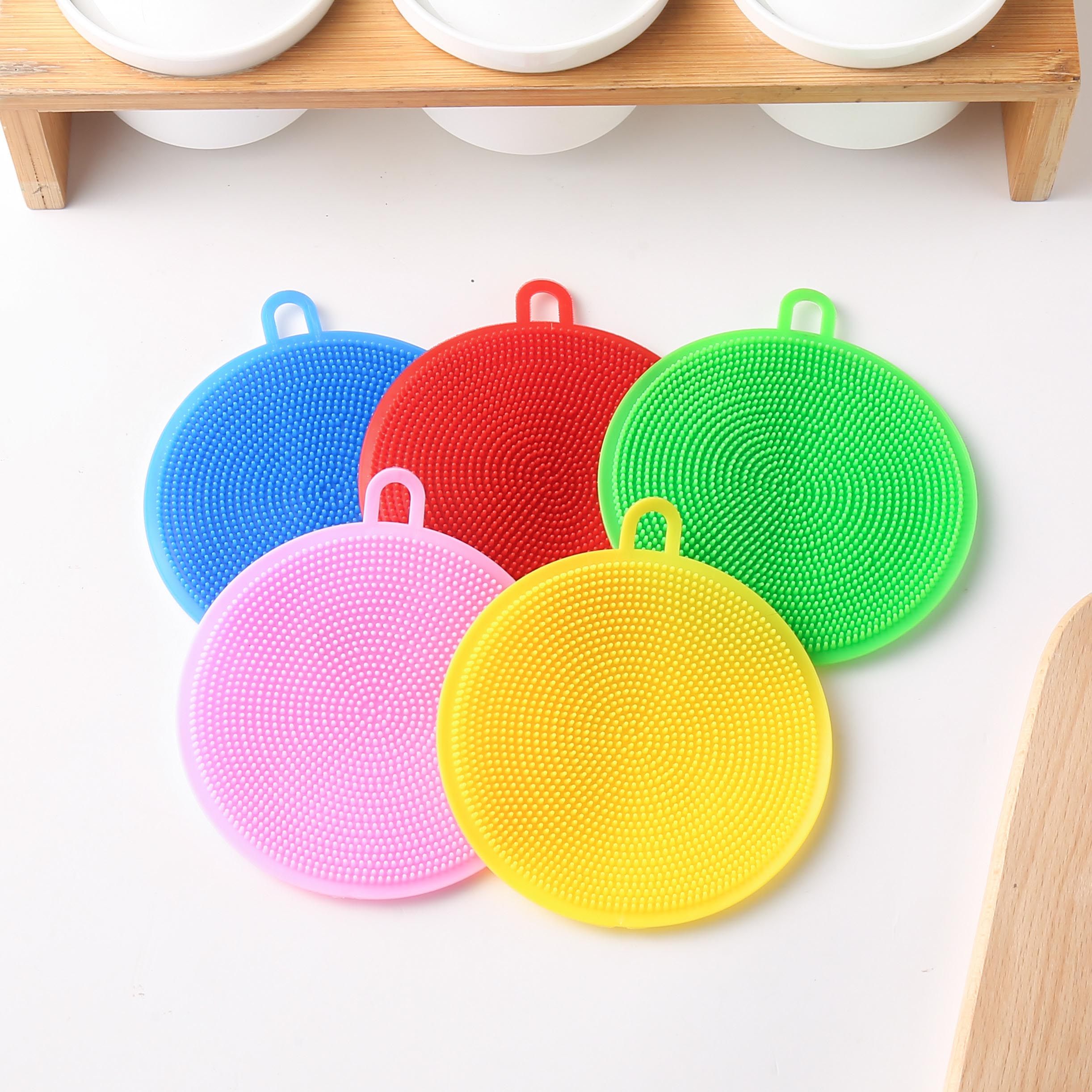 硅胶洗碗刷 厨房用品不沾油洗碗布圆形硅胶清洁刷 百洁布清洁刷,收纳整理,便当包,淘宝优惠券,粉丝福利购,淘宝优惠卷