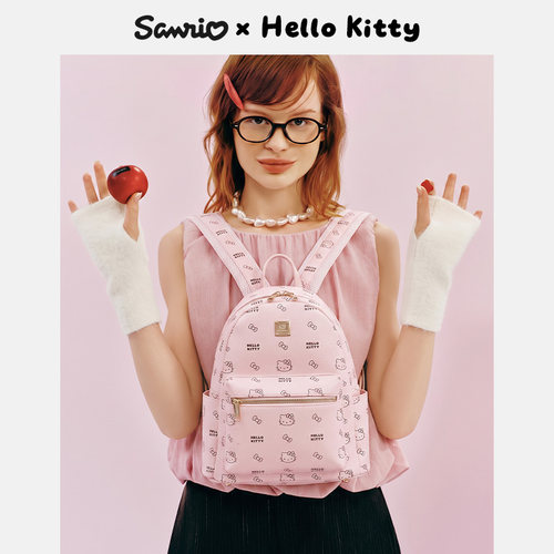 Hello kitty凯蒂猫时尚高级感印花双肩女包大容量旅行学生党书包