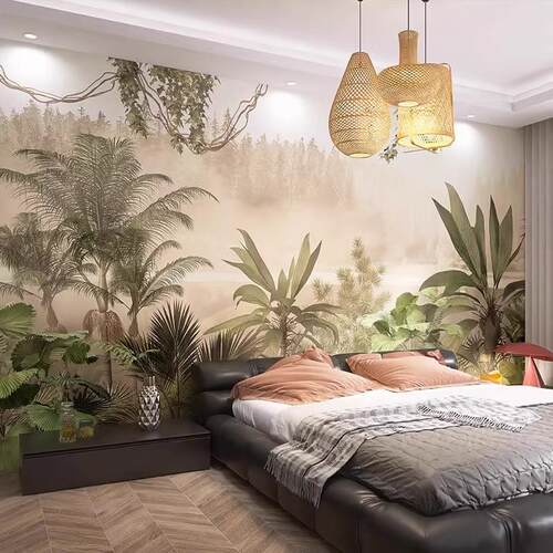 美式复古植物集成立体护墙板简欧法式沙发卧室碳晶板动物餐厅扣板