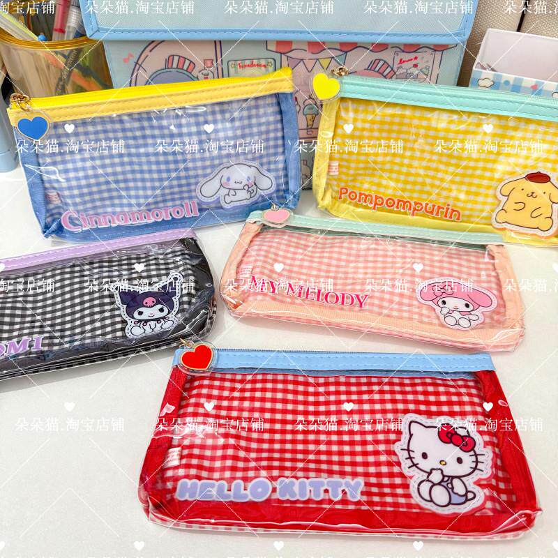 日系ins卡通可爱学生少女心笔袋PVC文具收纳袋长方形铅笔包零钱包