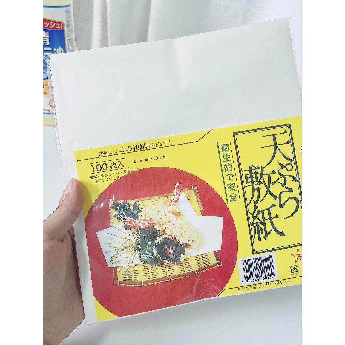 日本进口天妇罗吸油纸油炸食物垫纸烧烤去油纸烘焙滤油纸100枚入