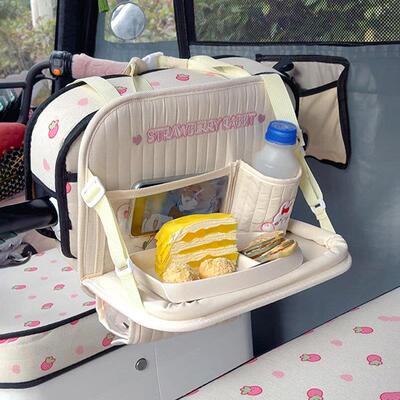 三轮车座椅收纳袋车载多功能置物架儿童车用椅背水杯架可折叠桌板