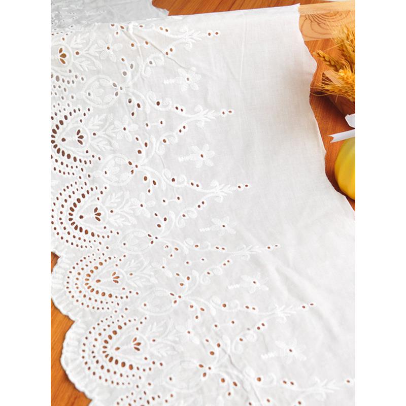 本白宽刺绣棉布花边辅料diy手工下摆裙摆边窗帘床品服装装饰蕾丝