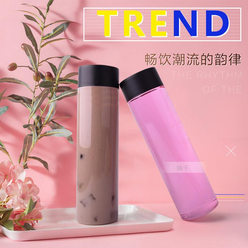 一次性塑料大口径果汁pet饮料瓶透明鲜疯瓶子带盖外卖圆柱打包杯