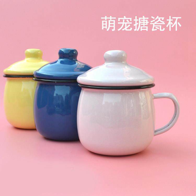 出口搪瓷珐琅经典红蓝边搪瓷杯 大肚马克杯水杯咖啡杯漱口杯情侣
