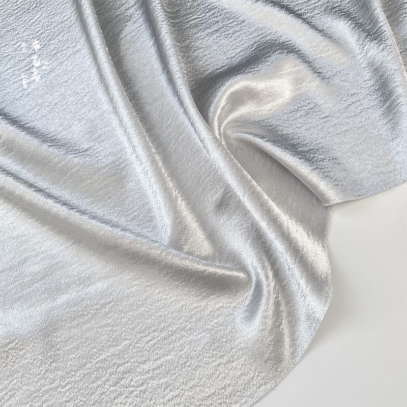 布艺岛 银色超光泽水波纹麻纱缎时装设计师服装面料 礼服diy布料C