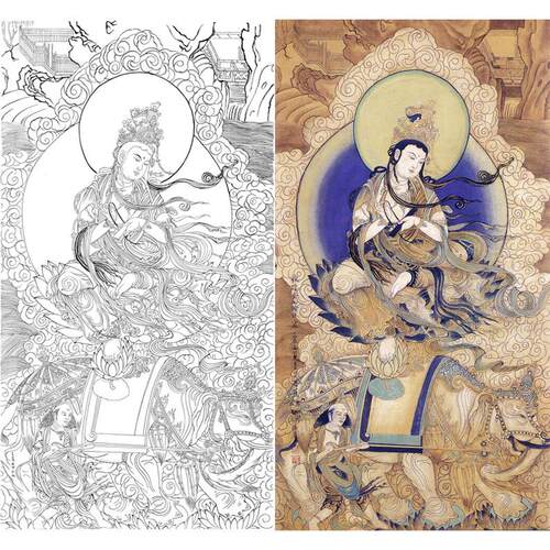 L714高清工笔画白描底稿人物国画工笔人物清佚名图