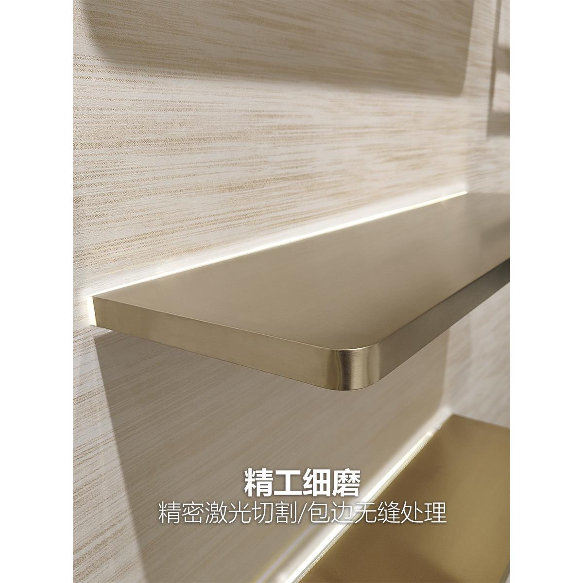 美奂定制带发光层板架不锈钢服装店镀钛鞋包墙上置物架金属极简