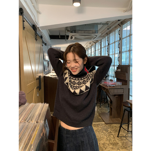 xxdeli香香的梨 费尔岛高领羊毛毛衣秋冬女软糯慵懒风套头针织衫