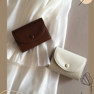 复古油蜡皮卡包女简约风琴式 名片夹 卡片包小巧多卡位证件卡套男士