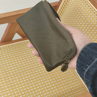 长款 钱包女皮革复古拉链手拿零钱简约超薄便携卡包收纳包
