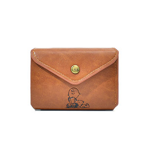 ins风日单杂志附录款 钱包卡通零钱包 钱包史努比男女三折pu皮短款