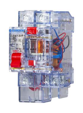 上海人民透明漏电保护器Dz47Le-32A3P+N空气开关2P63A漏电保护断