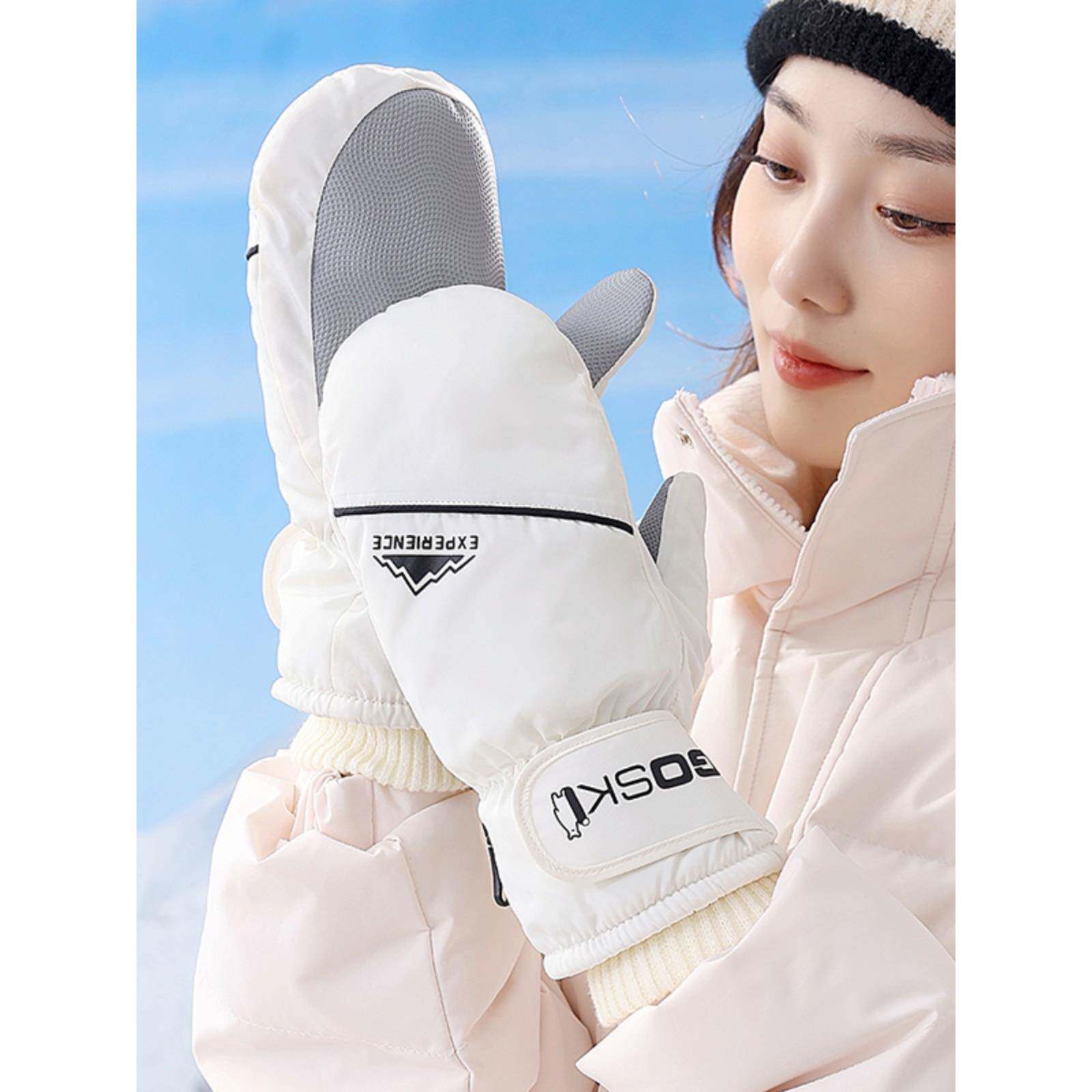 东北焖子滑雪手套女冬天内置护腕触屏连指包套加厚绒防水防寒保暖