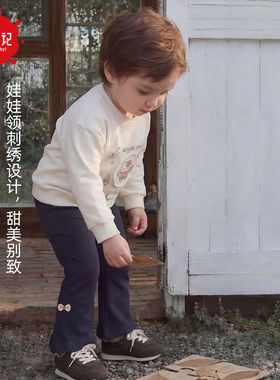 花草记春秋童束脚蝴蝶结卫裤