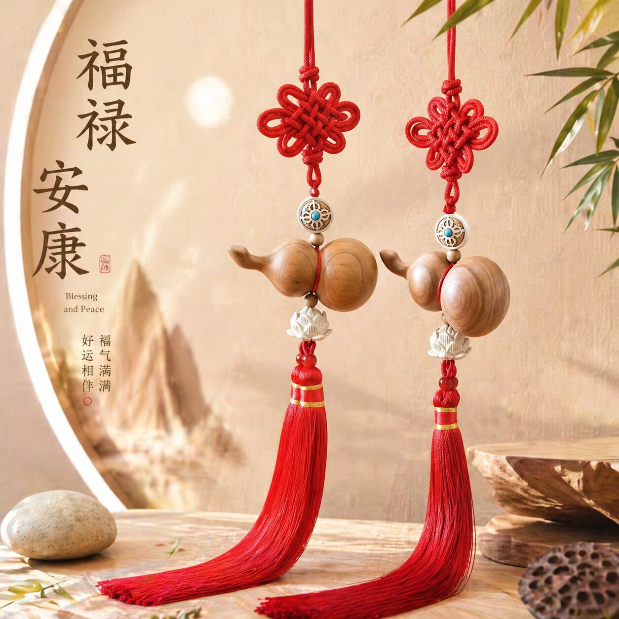 老桃木雕刻葫芦挂件 新中式吉祥挂饰入户门玄关装饰 乔迁新居送礼